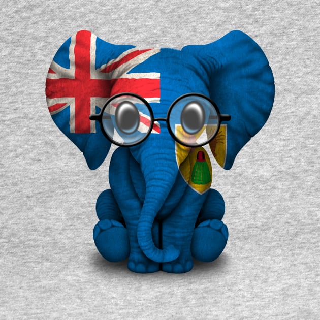 Baby Elephant with Glasses and Turks and Caicos Flag by jeffbartels